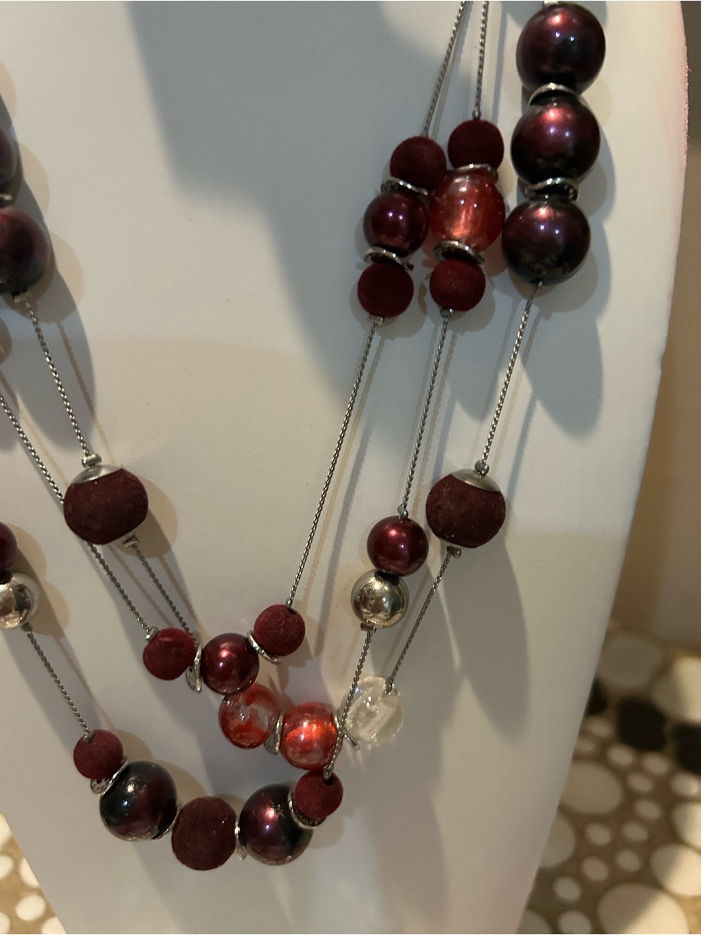 Charming Charlie Women's Multi-Strand Burgundy, Wine Colored Bead Necklace - - Picture 2 of 3